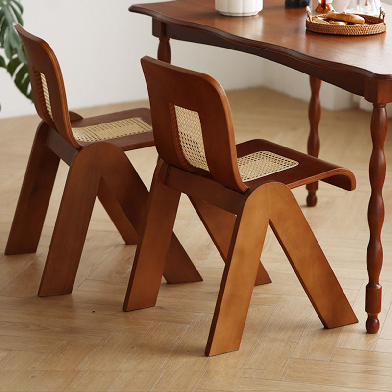 Nita Curved Rattan Dining Chair, Rubber Wood