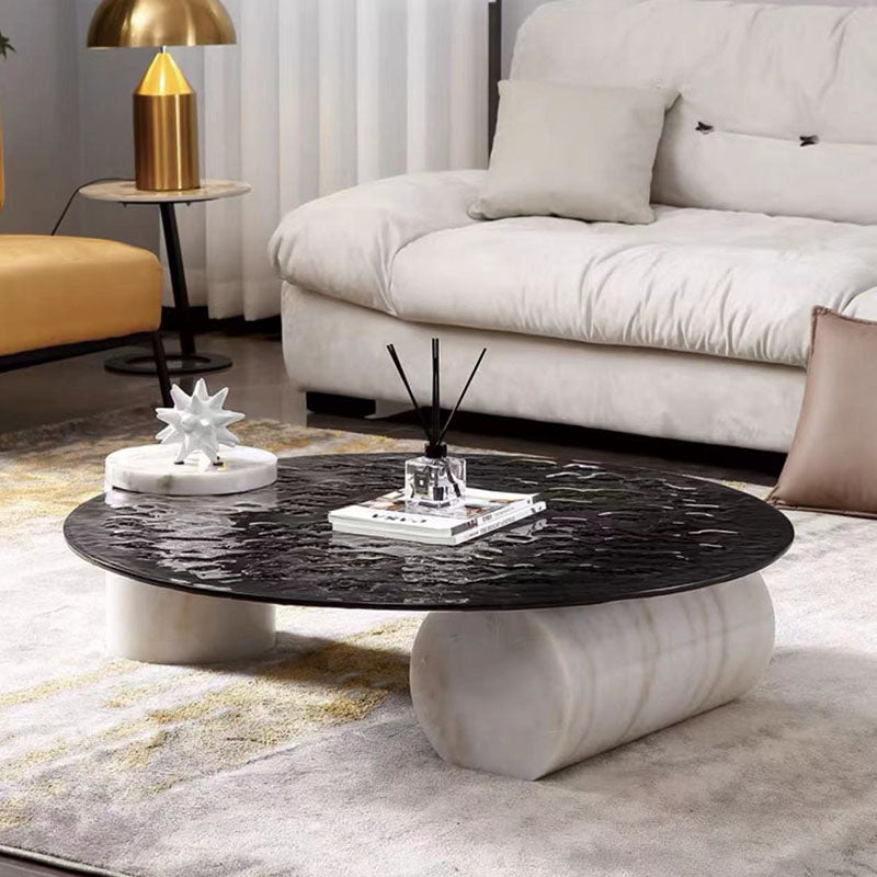 Yetta Art Deco Coffee Table, Black Glass