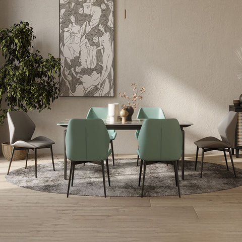 Gareth Dining Table, Marble & Carbon Steel