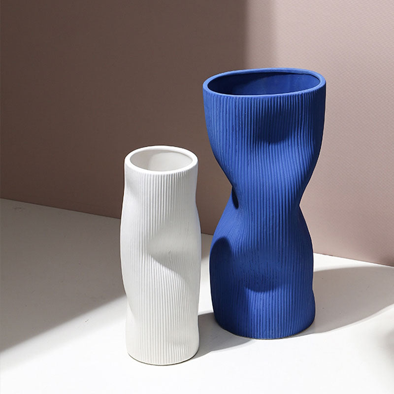 A Set Of Two Ceramic Vases, Blue/ White
