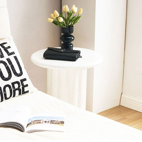 Derek Cylinder Side Table, White