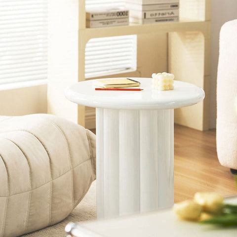 Derek Cylinder Side Table, White