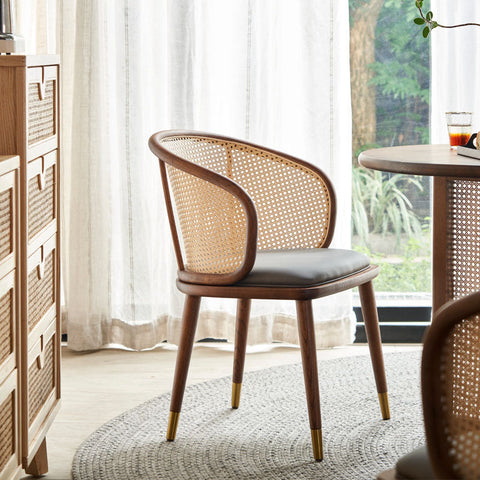 Margot Rattan Dining Table, Solid Wood & Rattan