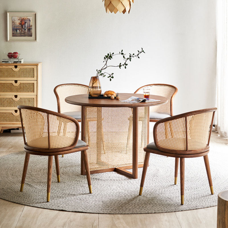 Margot Rattan Dining Table, Solid Wood & Rattan
