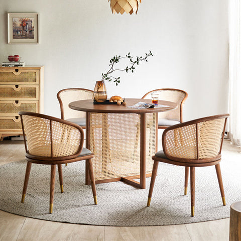 Margot Rattan Dining Table, Solid Wood & Rattan