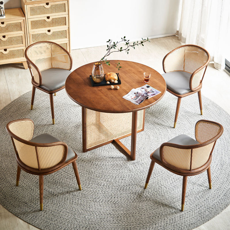 Margot Rattan Dining Table, Solid Wood & Rattan