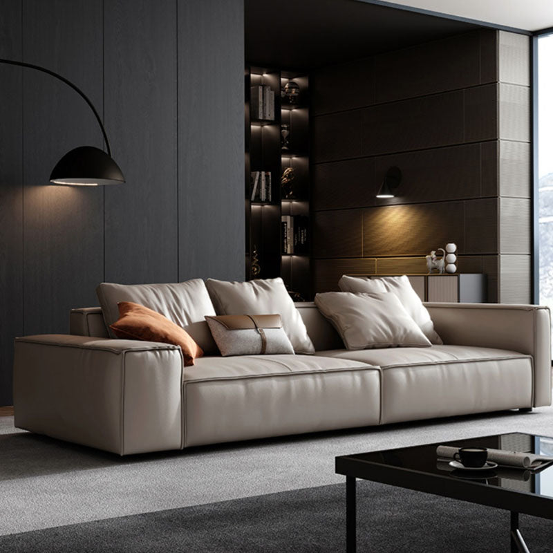 Zora Four Seater Corner Sofa, Real Leather, Beige