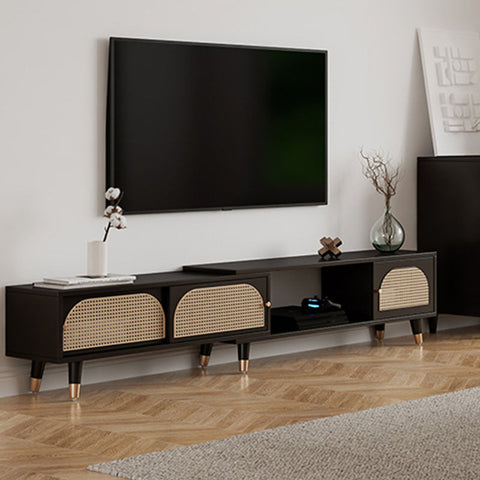 Kirsten Rattan TV Stand, Rubber Wood