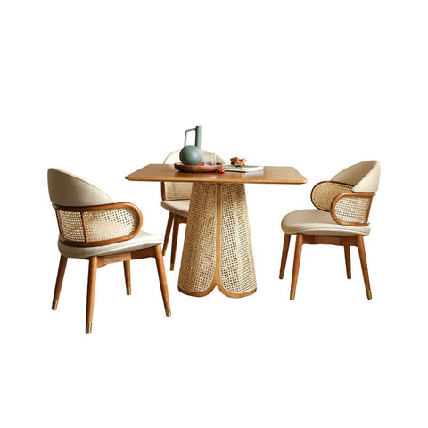 Skylar Rattan Dining Table, Rattan & Solid Wood