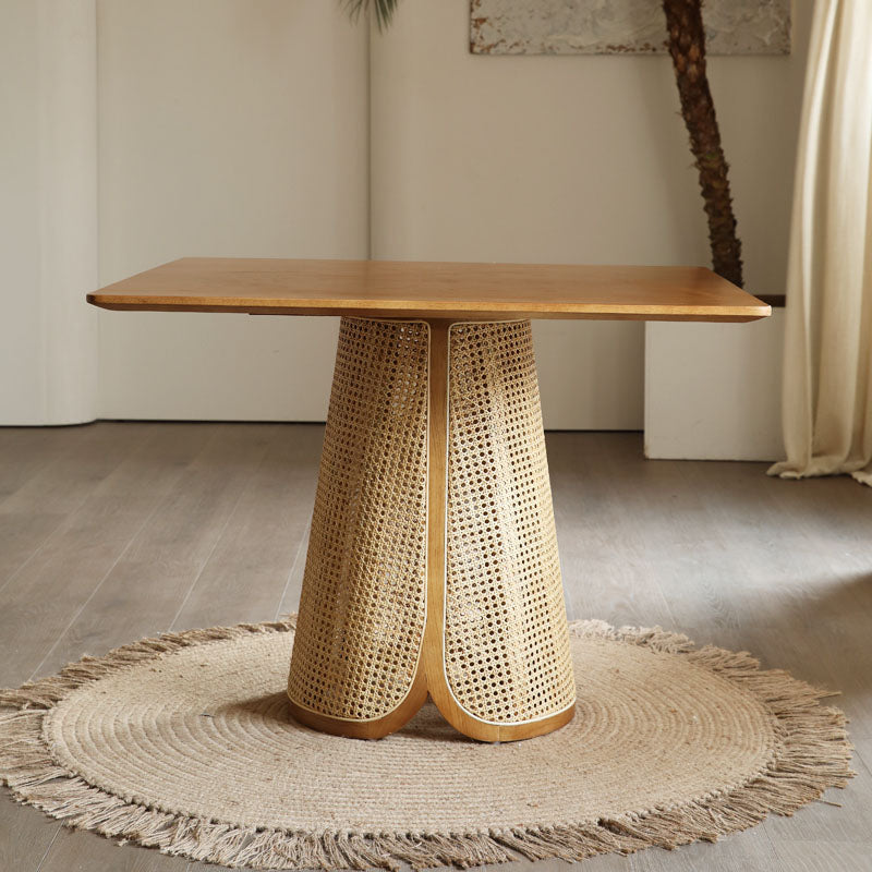 Skylar Rattan Dining Table, Rattan & Solid Wood