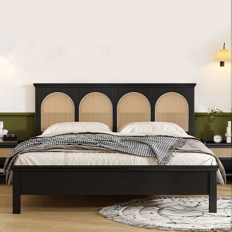 Rosemary Double Bed / King Size / Super King Size, Black Wood With Rattan