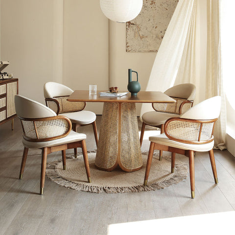 Skylar Rattan Dining Table, Rattan & Solid Wood
