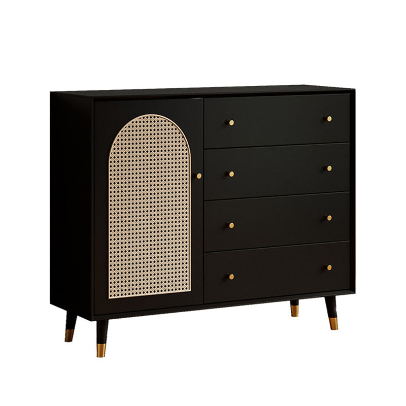 Raphael Rattan Sideboard, Black & Dark Brown