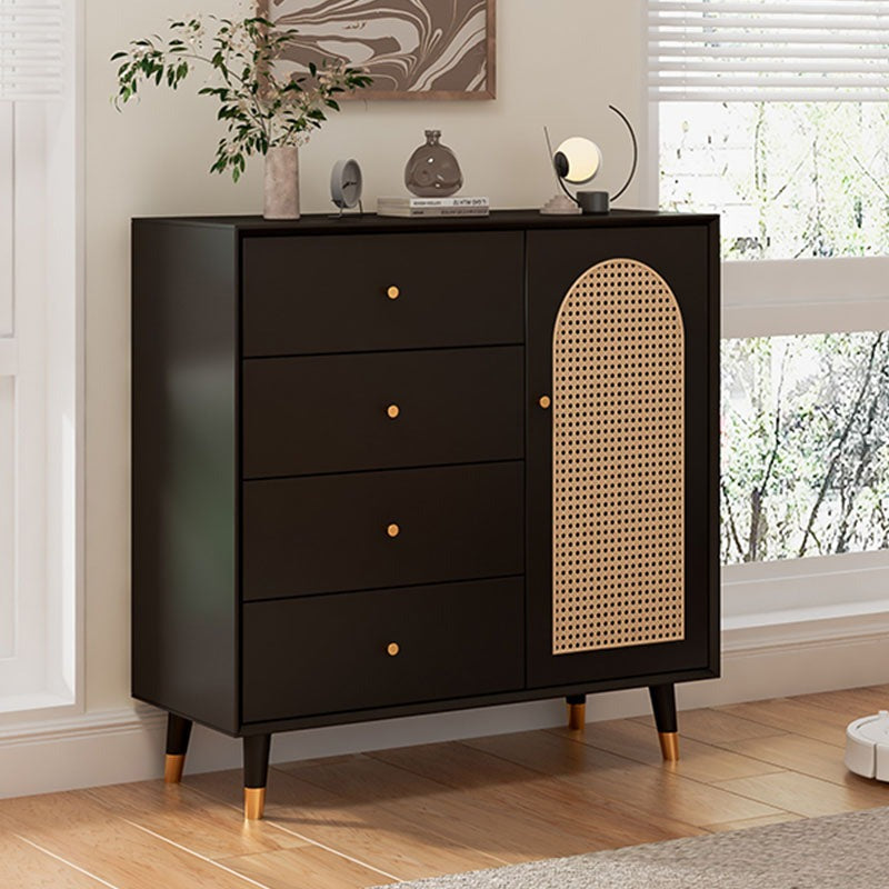 Raphael Rattan Sideboard, Black & Dark Brown