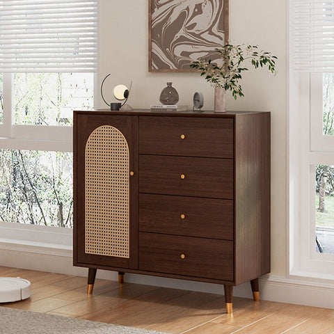 Raphael Rattan Sideboard, Black & Dark Brown