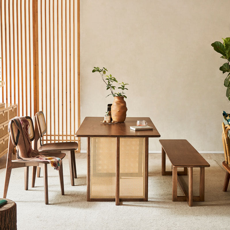 Isla Dining Table, Rattan & Solid Wood