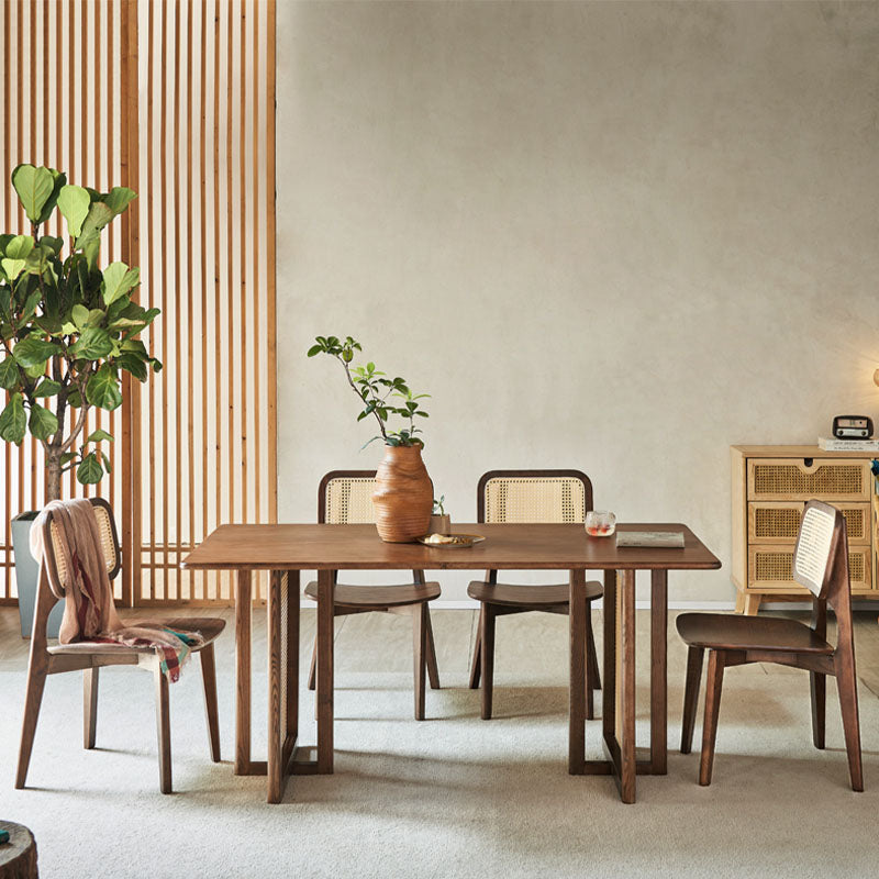 Isla Dining Table, Rattan & Solid Wood