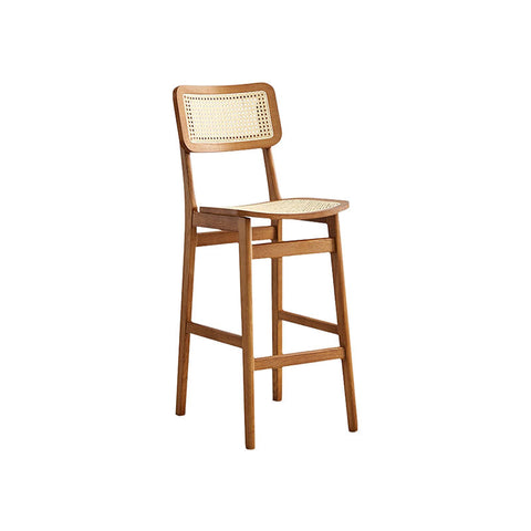 Anya Bar Stool, Rattan & Solid Wood