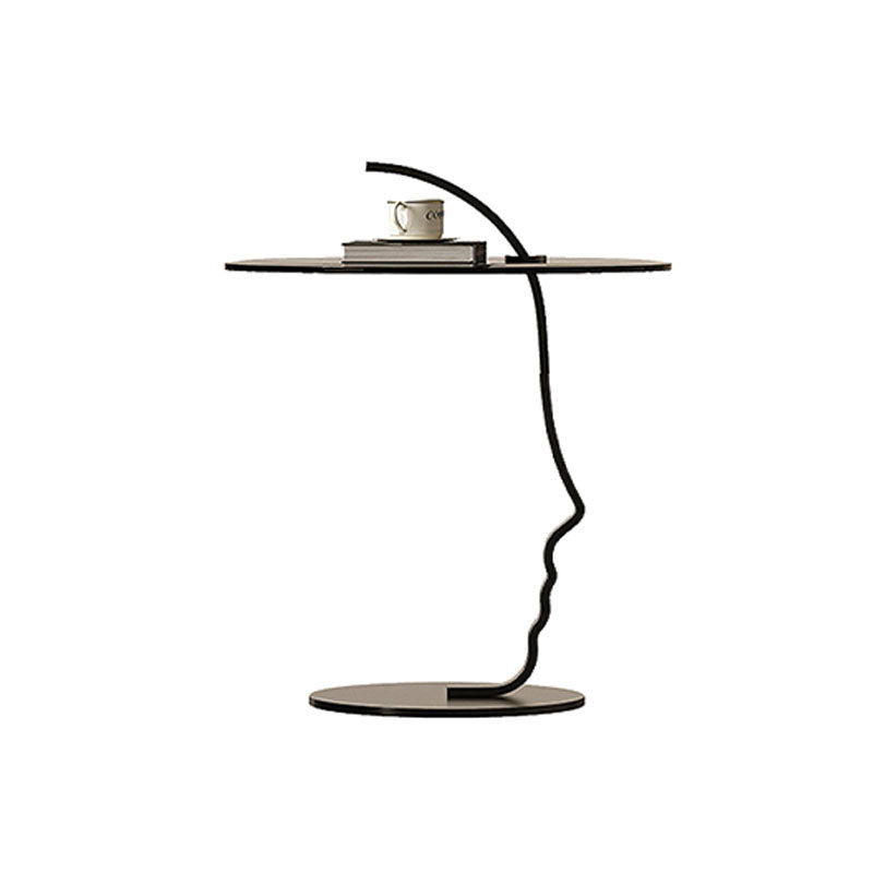 Theobald Face Side Table, Carbon Steel Rack & Tempered Glass