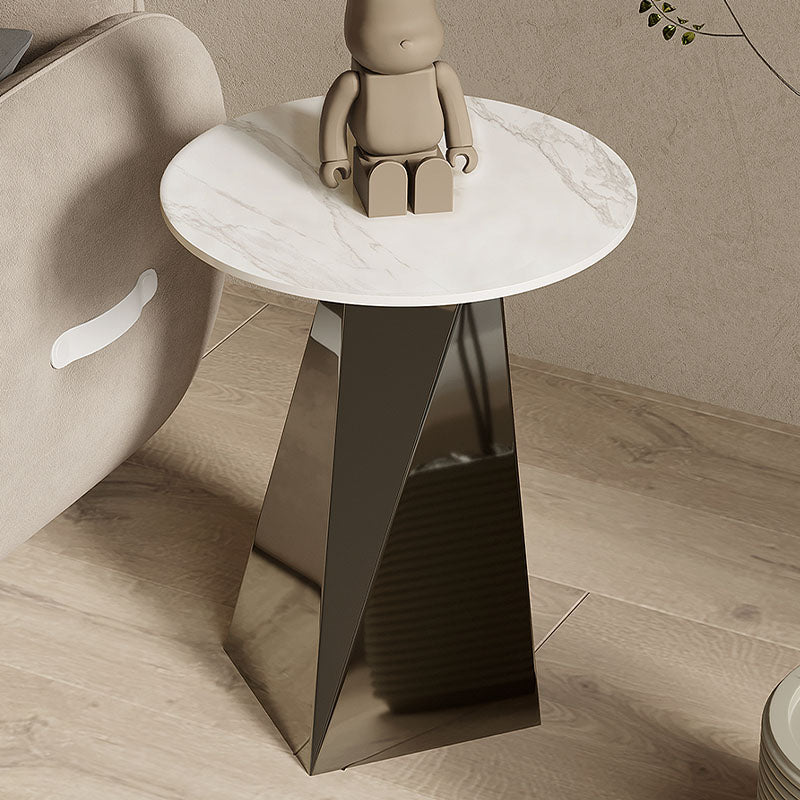 Dorothy Side Table, Sintered Stone & Stainless Steel Base
