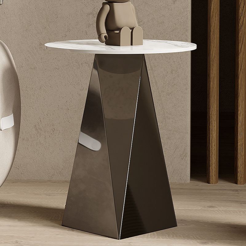 Dorothy Side Table, Sintered Stone & Stainless Steel Base