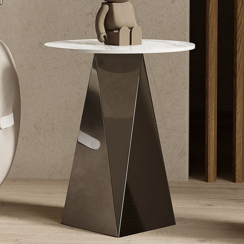 Dorothy Side Table, Sintered Stone & Stainless Steel Base