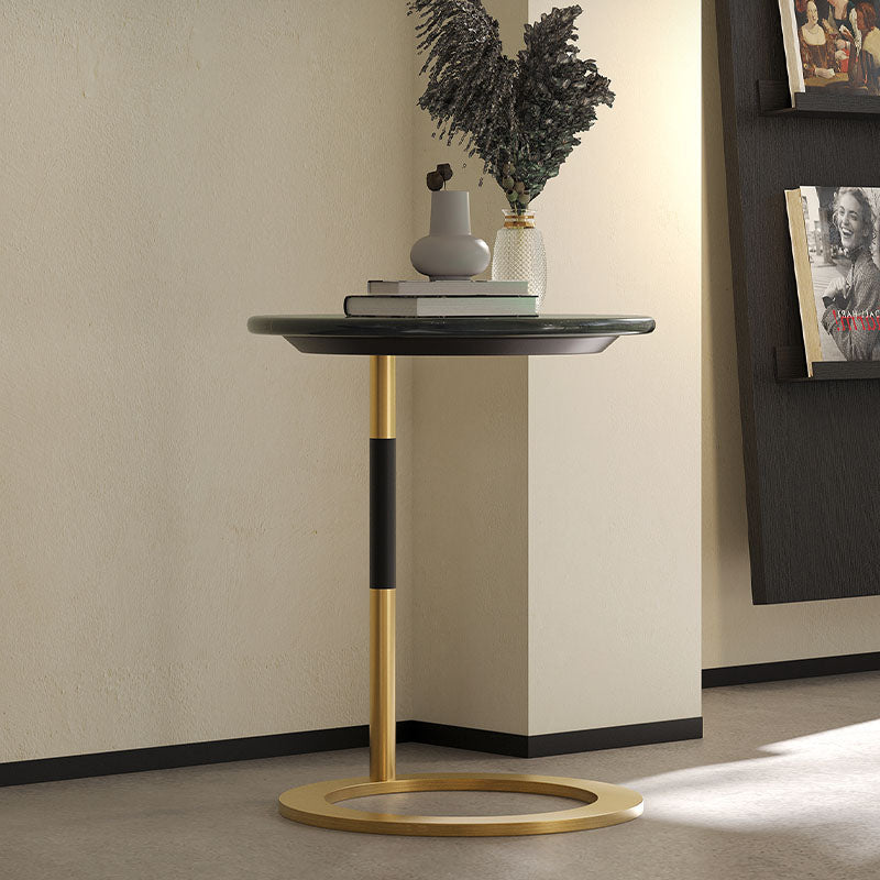 Pearce Side Table, Stainless Steel & Ceramic Stone