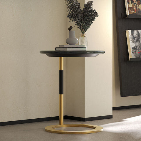 Pearce Side Table, Stainless Steel & Ceramic Stone