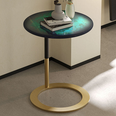 Pearce Side Table, Stainless Steel & Ceramic Stone