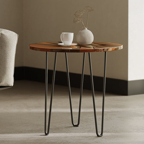 Morris Side Table, Walnut & Carbon Steel