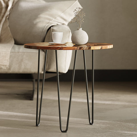 Morris Side Table, Walnut & Carbon Steel