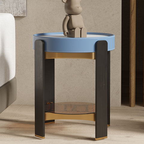 Moira Side Table, Sintered Stone & Rubber Wood
