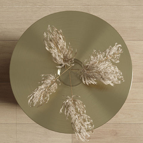 Ethel Side Table, Stainless Steel & Leather