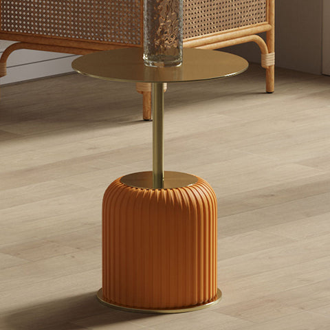 Ethel Side Table, Stainless Steel & Leather