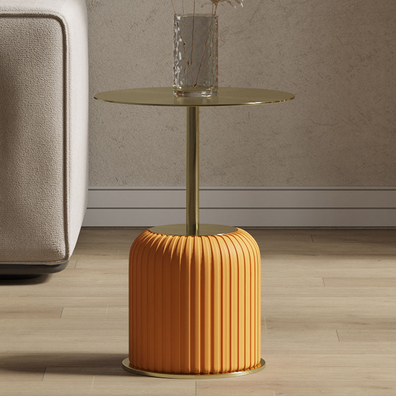 Ethel Side Table, Stainless Steel & Leather