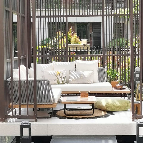 Phyllis Rattan Outdoor Sofa Set, Two Seater Sofa, Outdoor Furniture, Grey