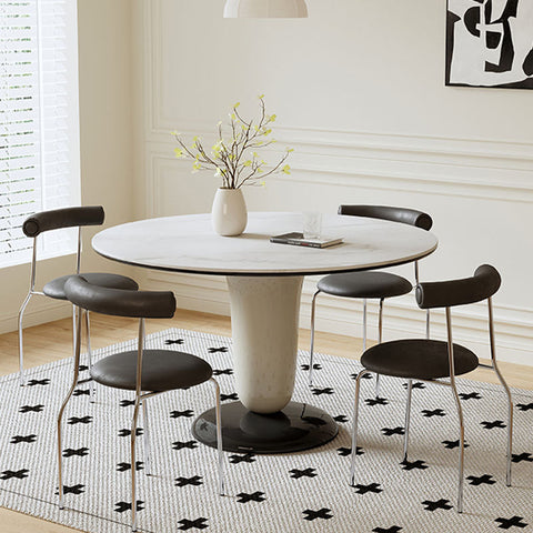 Elmer Round Dining Table, White Top