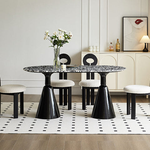 Gordon Dining Table, Black & Marble