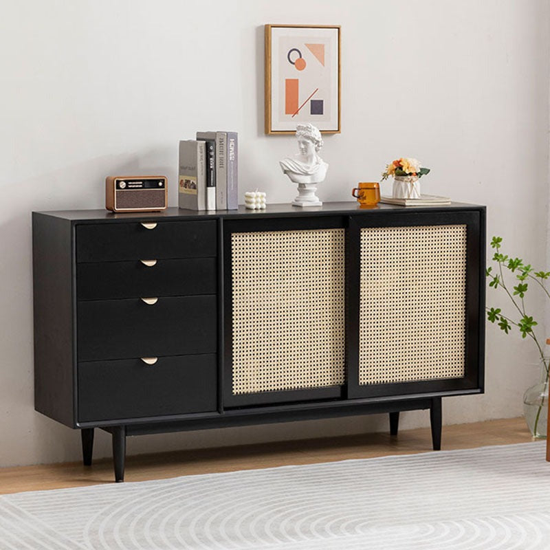 Allson Rattan Sideboard with 4 Drawers, Pine Wood