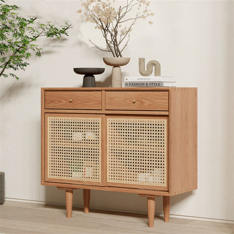 Bertha Rattan Sideboard with Drawers, Pine Wood