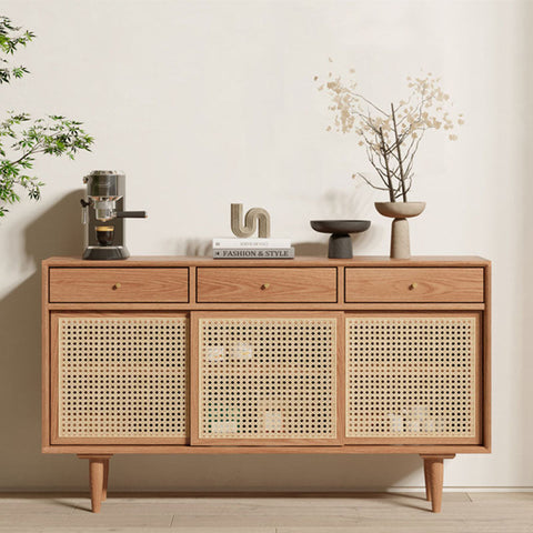 Bertha Rattan Sideboard with Drawers, Pine Wood