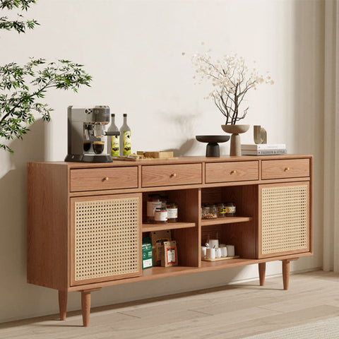 Bertha Rattan Sideboard with Drawers, Pine Wood