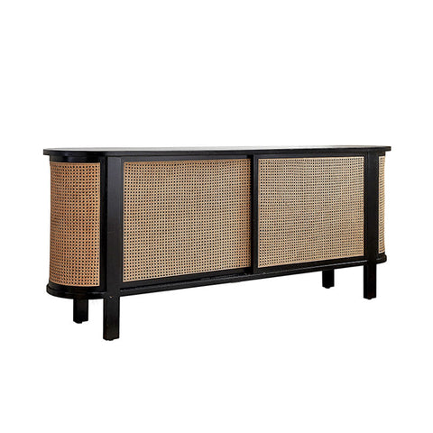 Dot Rattan Sideboard, Ash Wood & Black