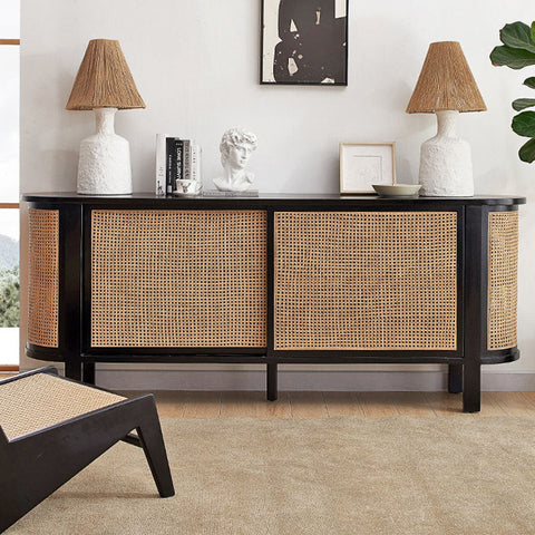 Dot Rattan Sideboard, Ash Wood & Black