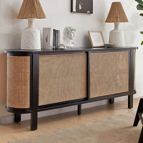 Dot Rattan Sideboard, Ash Wood & Black