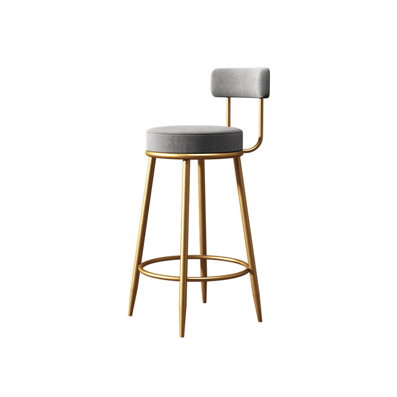 Gregary Bar Stool, Velvet, Gold Leg