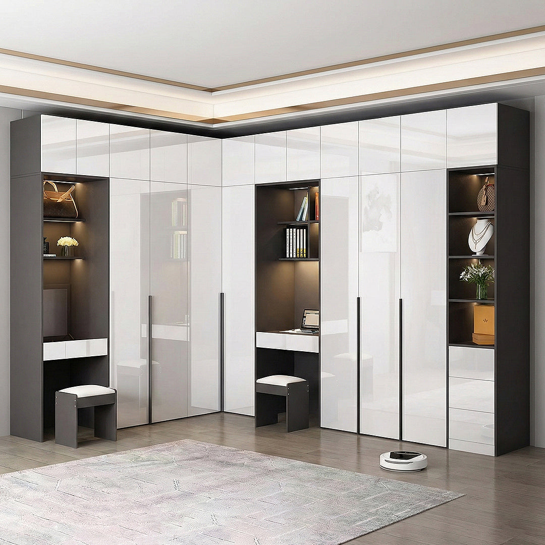 Bianchi Corner Wardrobe, L Shape Wardrobe With Dressing Table