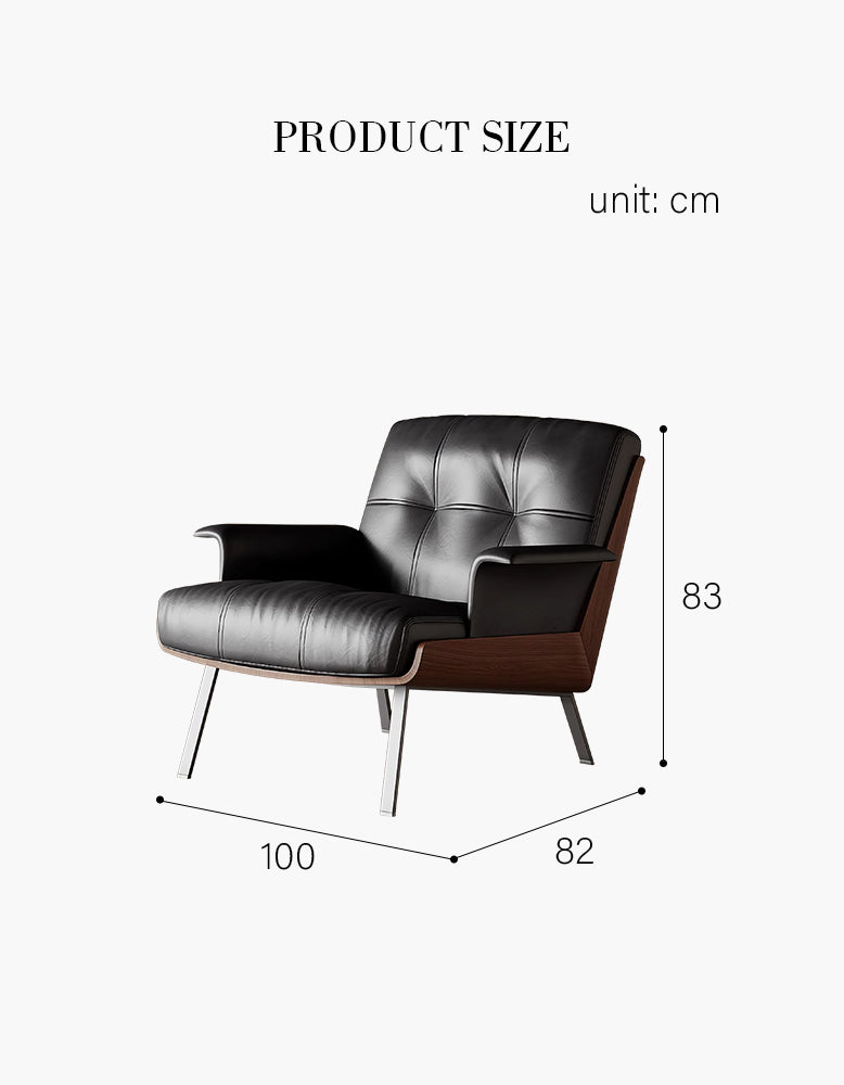 Vasilev Armchair, Leather Lounge Chair, W/O Armrests