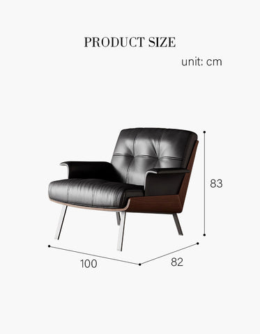 Vasilev Armchair, Leather Lounge Chair, W/O Armrests