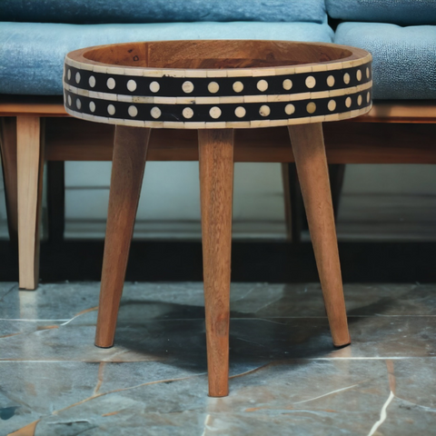 Artisan Furniture Solid Mango Wood Mini Pattern Nordic End Table